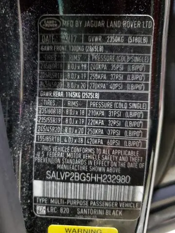 2017 LAND ROVER RANGE ROVER EVOQUE SE  