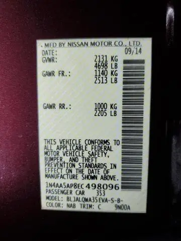 2014 NISSAN MAXIMA S  