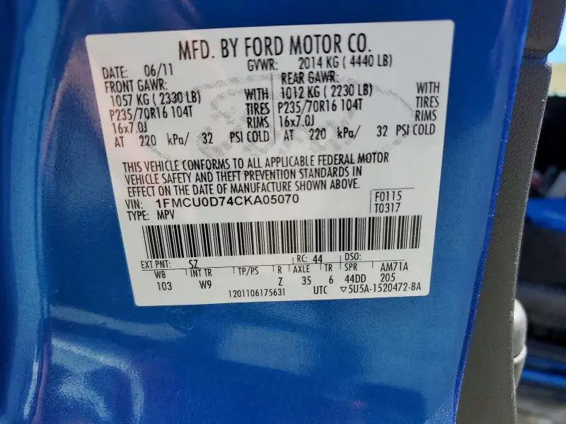 2012 FORD ESCAPE XLT  