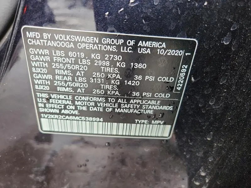 2021 VOLKSWAGEN ATLAS SE  