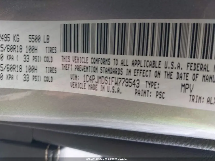 2015 JEEP CHEROKEE LIMITED