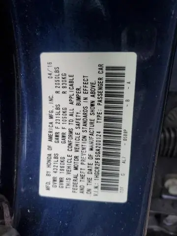 2016 HONDA ACCORD EXL