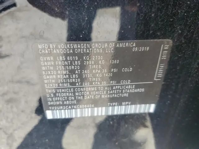 2019 VOLKSWAGEN ATLAS SE  