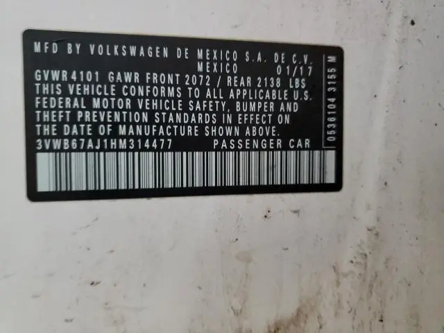 2017 VOLKSWAGEN JETTA SE  