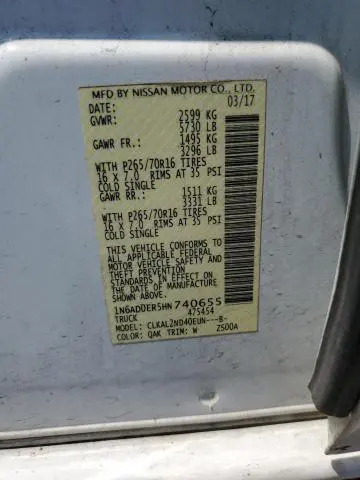 2017 NISSAN FRONTIER S  