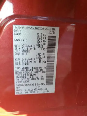 2017 NISSAN PATHFINDER S  