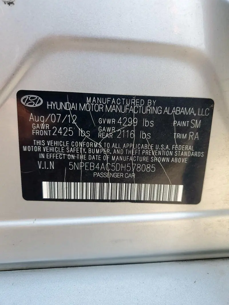 2013 HYUNDAI SONATA GLS  