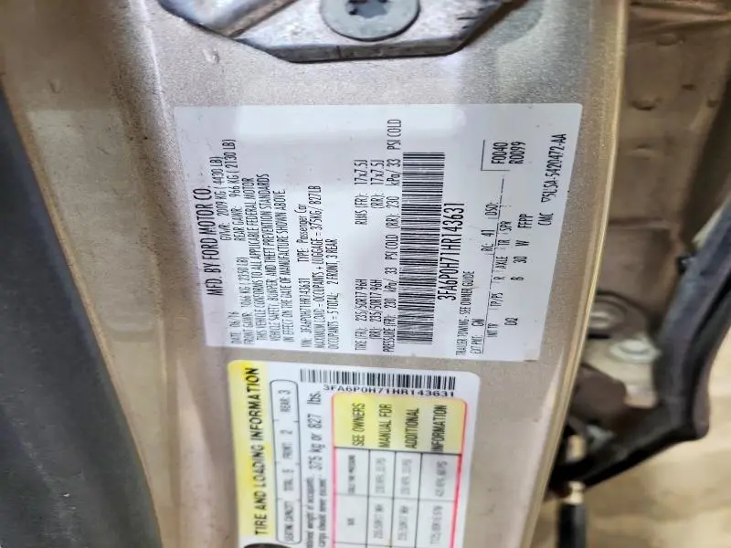 2017 FORD FUSION SE  