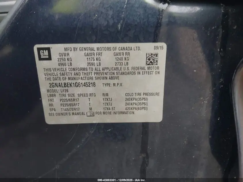 2016 CHEVROLET EQUINOX LS