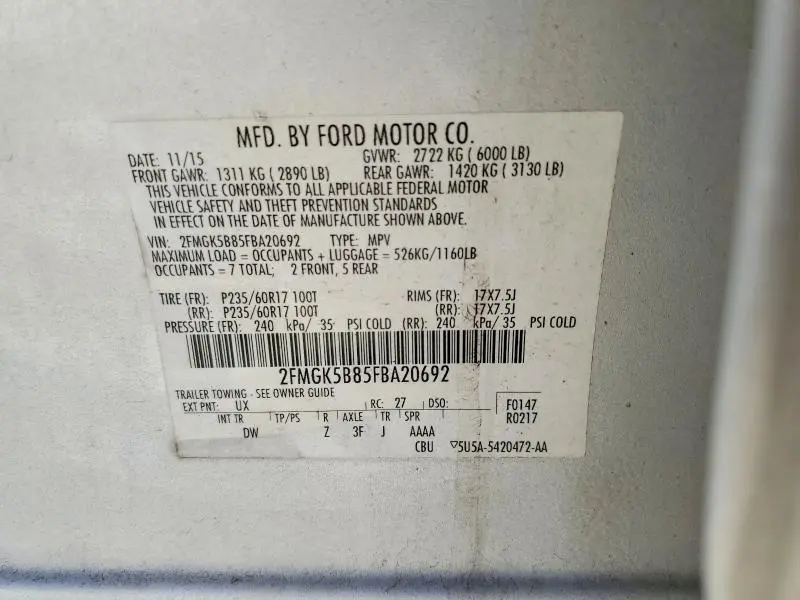 2015 FORD FLEX SE  