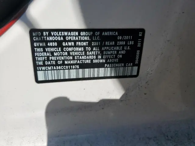 2012 VOLKSWAGEN PASSAT SEL