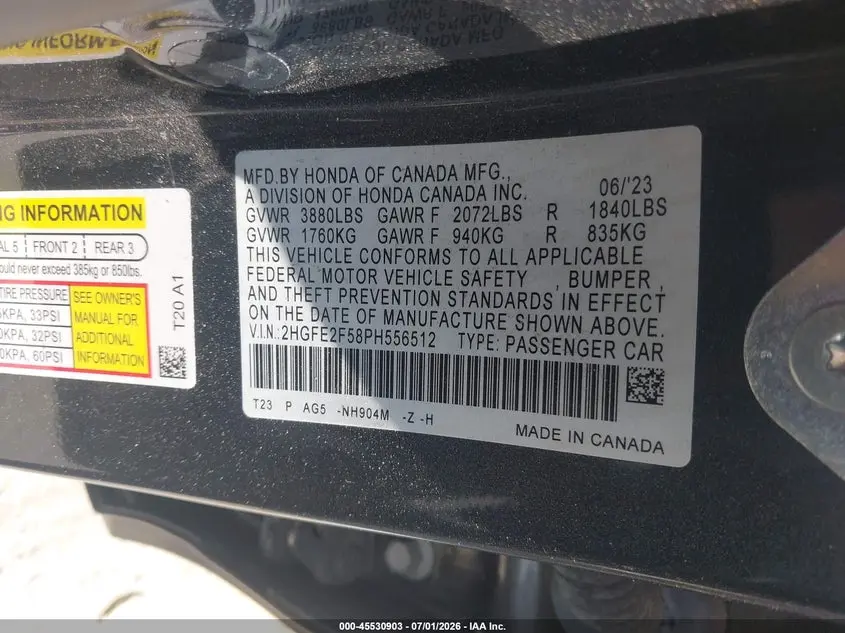 2023 HONDA CIVIC SPORT