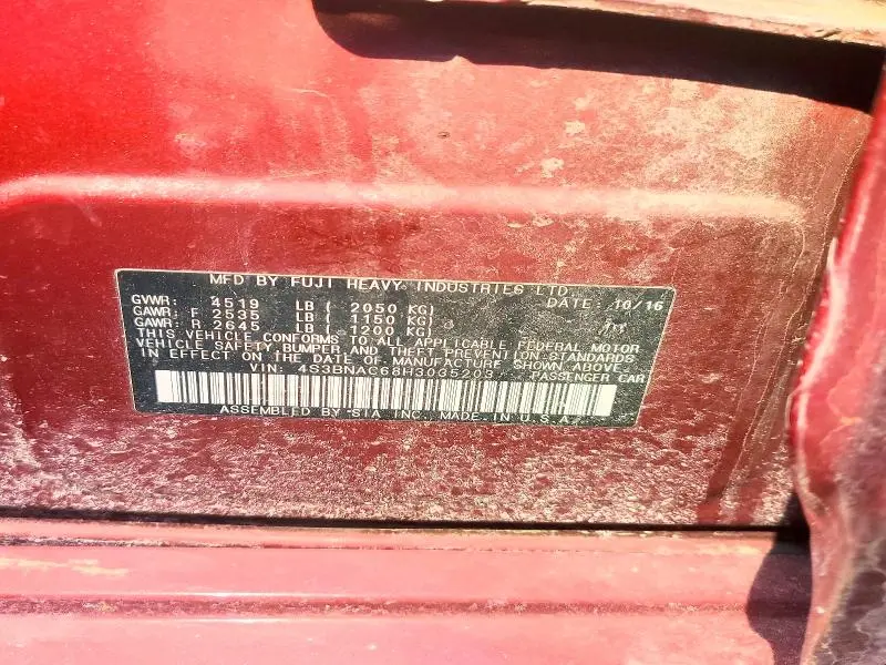 2017 SUBARU LEGACY 2.5I PREMIUM  