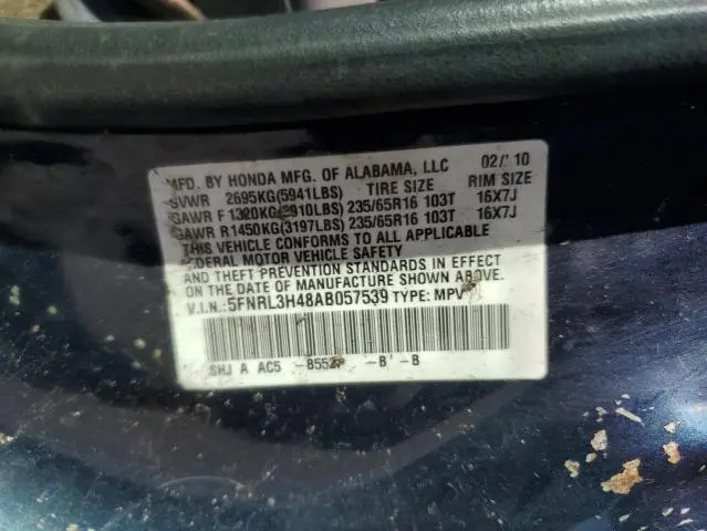 2010 HONDA ODYSSEY EX  