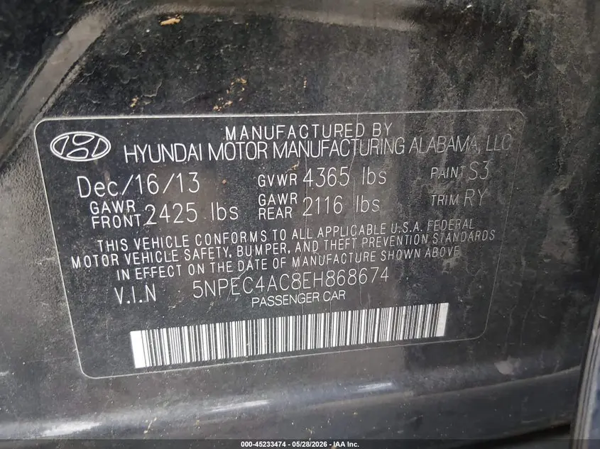 2014 HYUNDAI SONATA SE