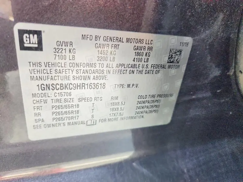 2017 CHEVROLET TAHOE C1500 LT  