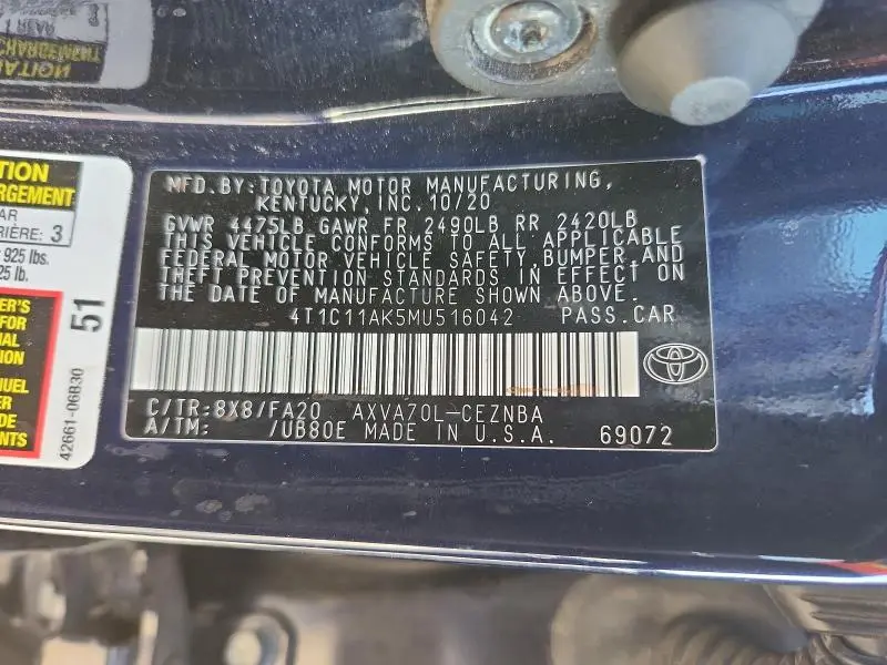 2021 TOYOTA CAMRY LE  