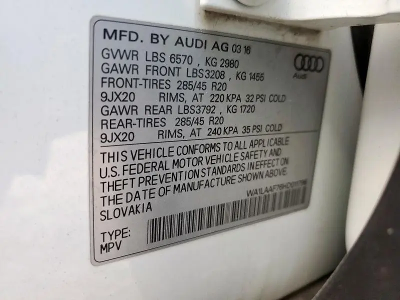 2017 AUDI Q7 PREMIUM PLUS  