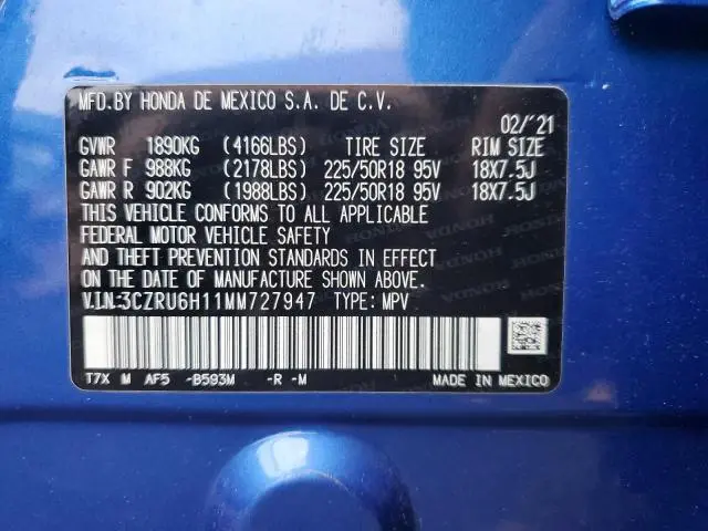 2021 HONDA HR-V SPORT  