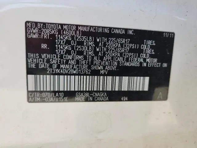 2011 TOYOTA RAV4 LIMITED  