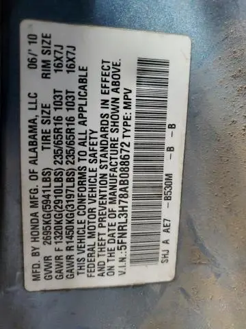 2010 HONDA ODYSSEY EXL  