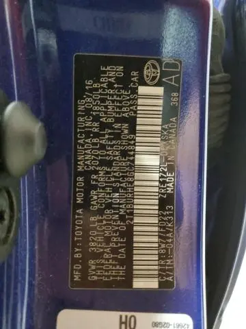 2016 TOYOTA COROLLA L  