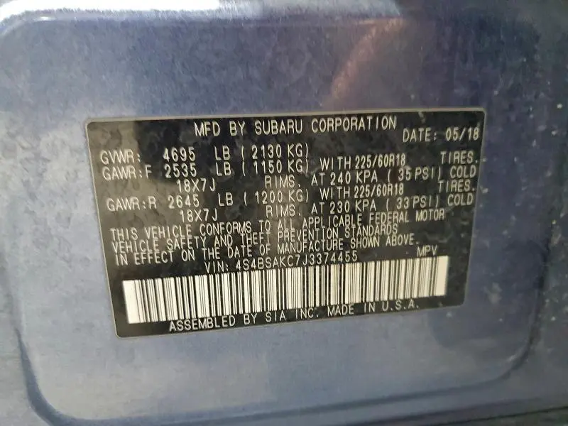 2018 SUBARU OUTBACK 2.5I LIMITED  