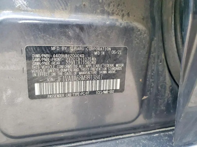 2021 SUBARU WRX   