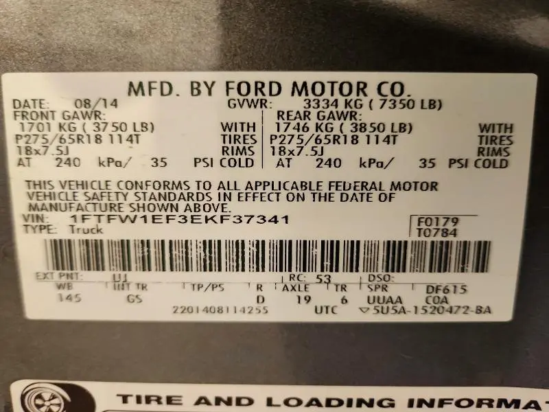 2014 FORD F150 SUPERCREW  