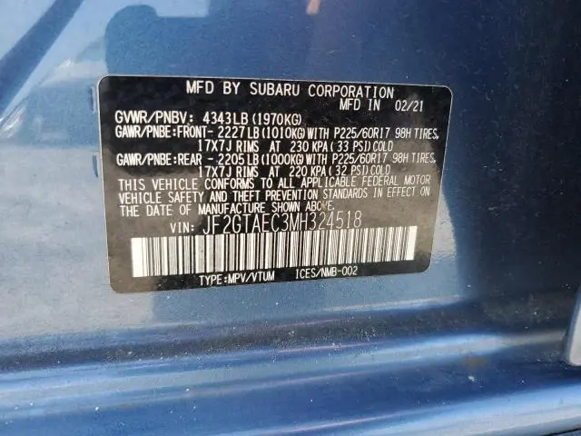 2021 SUBARU CROSSTREK PREMIUM  