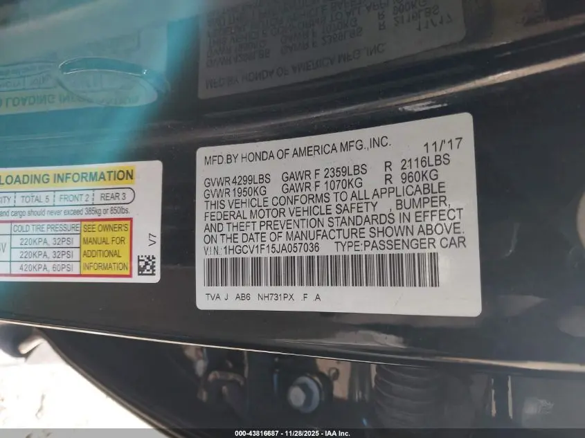 2018 HONDA ACCORD LX