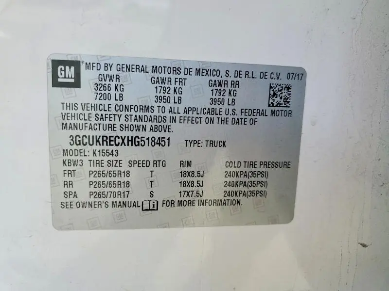 2017 CHEVROLET SILVERADO K1500 LT  