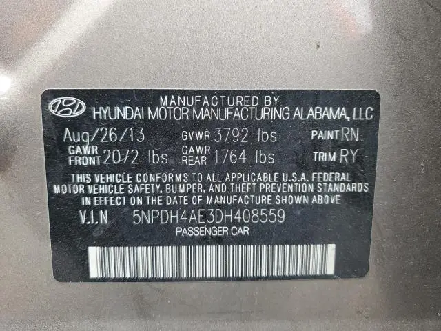 2013 HYUNDAI ELANTRA GLS  