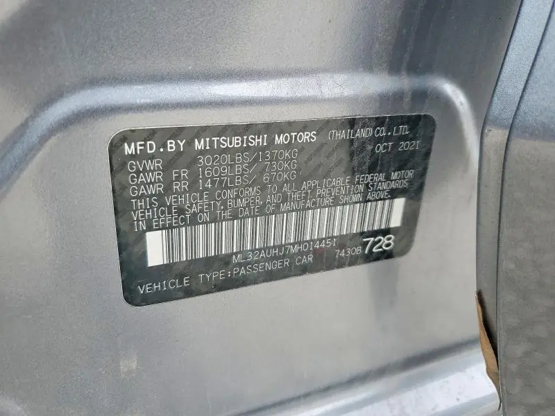 2021 MITSUBISHI MIRAGE ES  