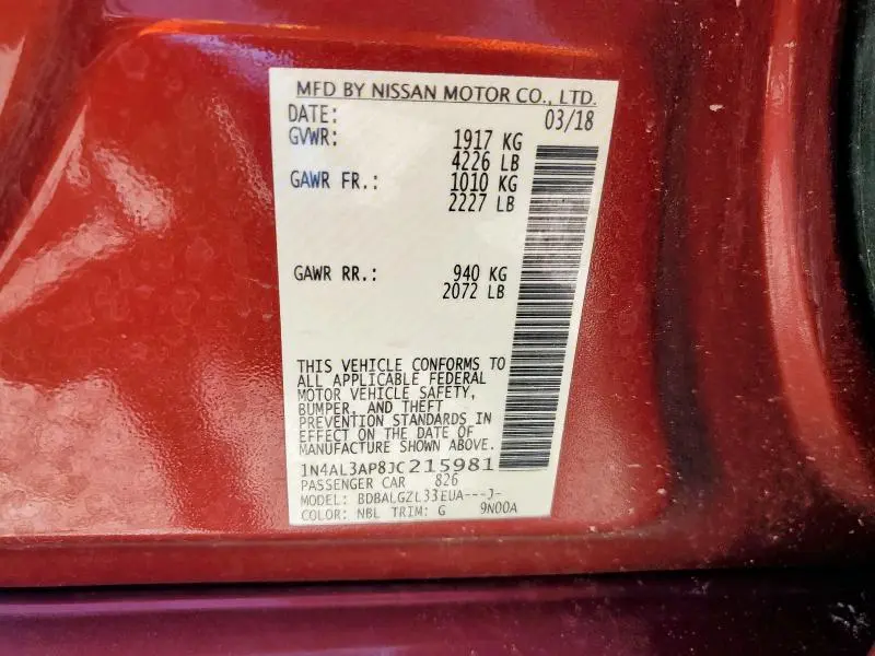 2018 NISSAN ALTIMA 2.5  