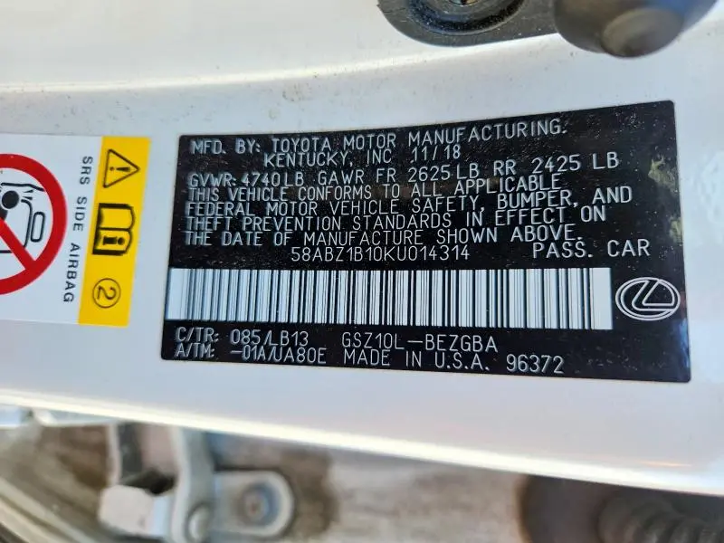 2019 LEXUS ES 350 LUXURY  