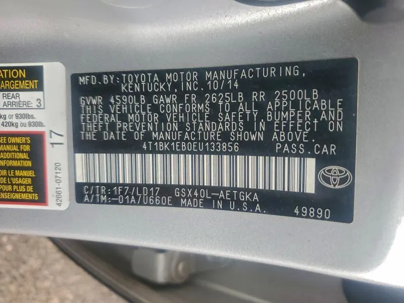 2014 TOYOTA AVALON BASE  