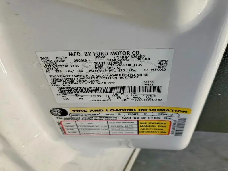 2010 FORD F150 SUPERCREW  