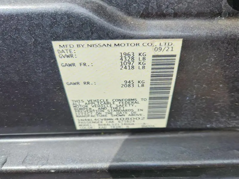 2021 NISSAN ALTIMA SR  