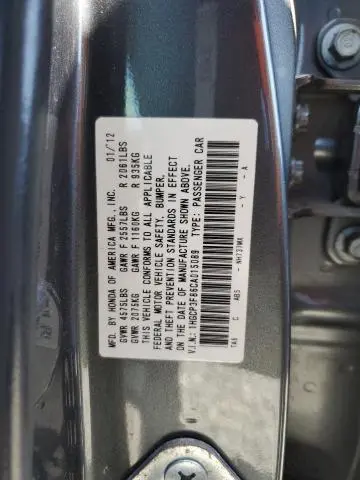 2012 HONDA ACCORD EXL