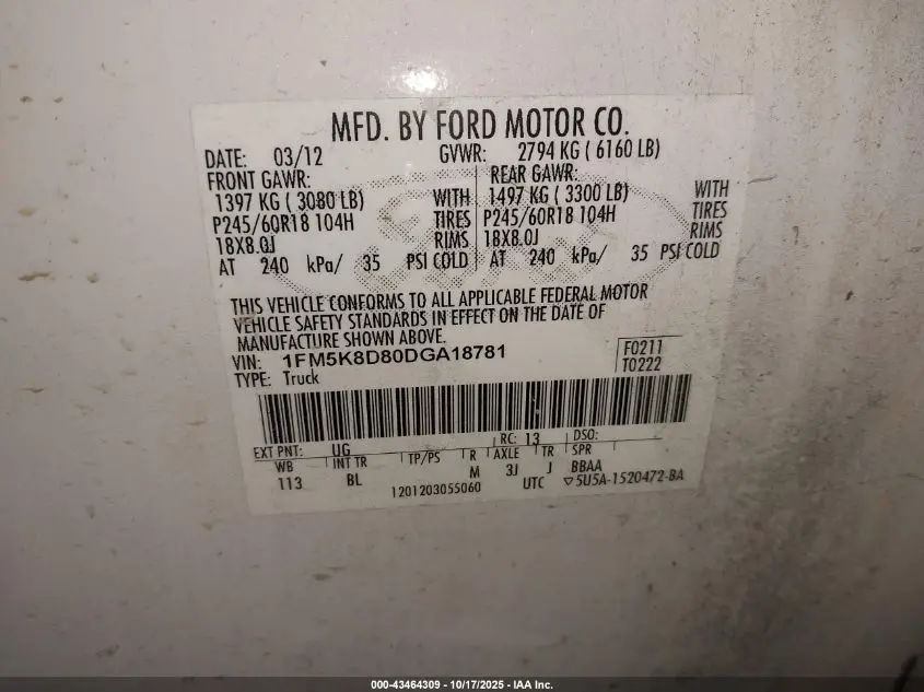 2013 FORD EXPLORER XLT