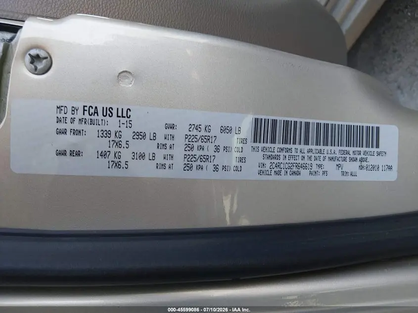 2015 CHRYSLER TOWN & COUNTRY TOURING-L