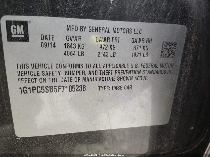 2015 CHEVROLET CRUZE 1LT AUTO
