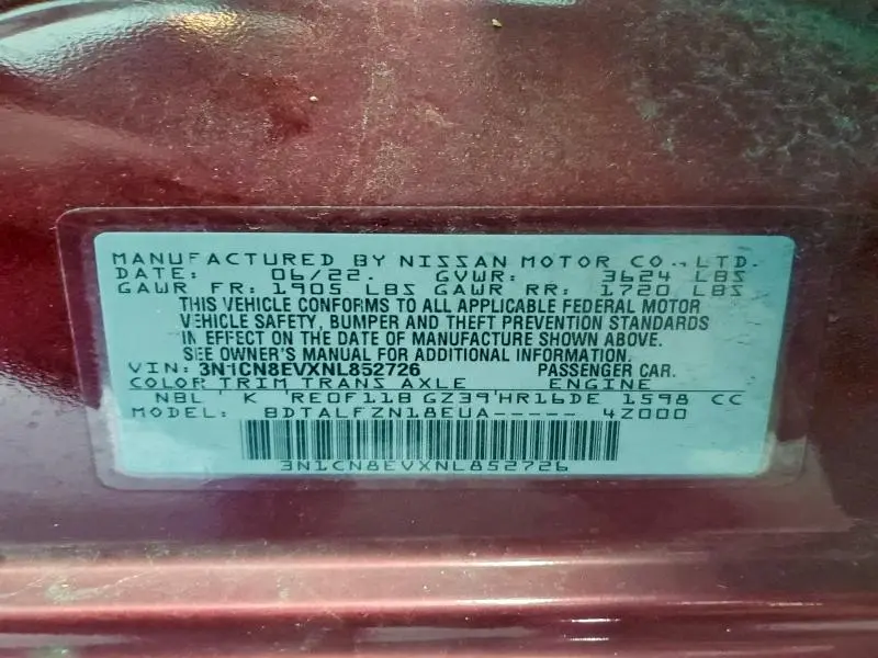 2022 NISSAN VERSA SV  