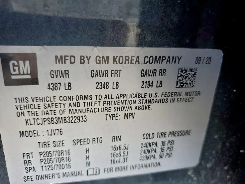 2021 CHEVROLET TRAX 1LT  