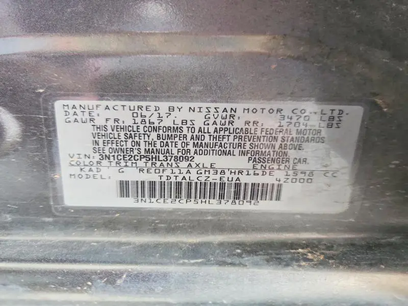 2017 NISSAN VERSA NOTE S PLUS  