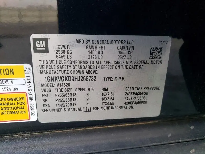 2017 CHEVROLET TRAVERSE LT  