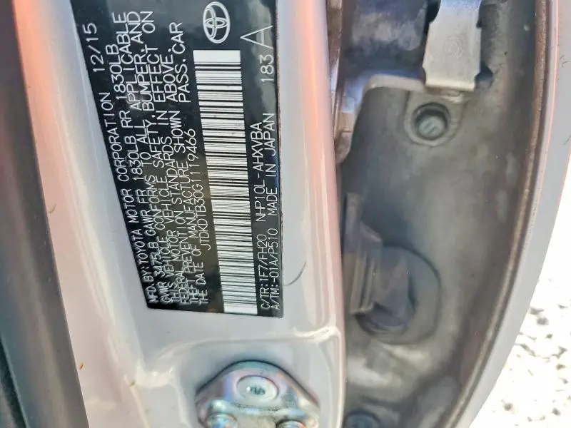 2016 TOYOTA PRIUS C   