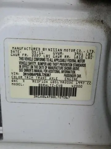 2011 NISSAN SENTRA 2.0  