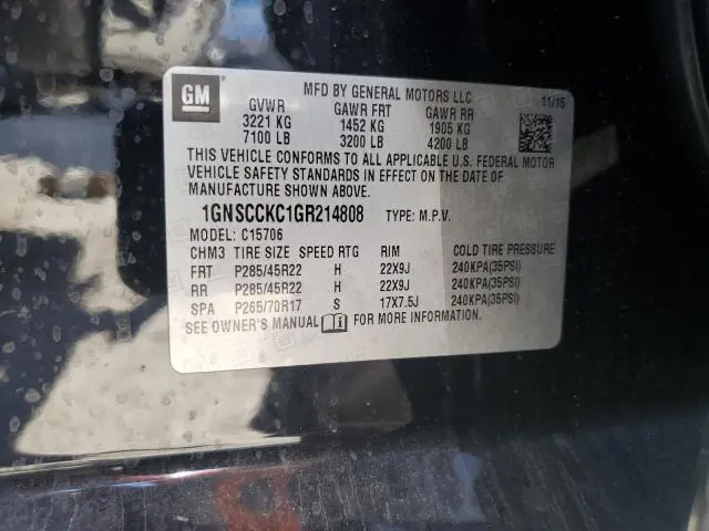 2016 CHEVROLET TAHOE C1500 LTZ  